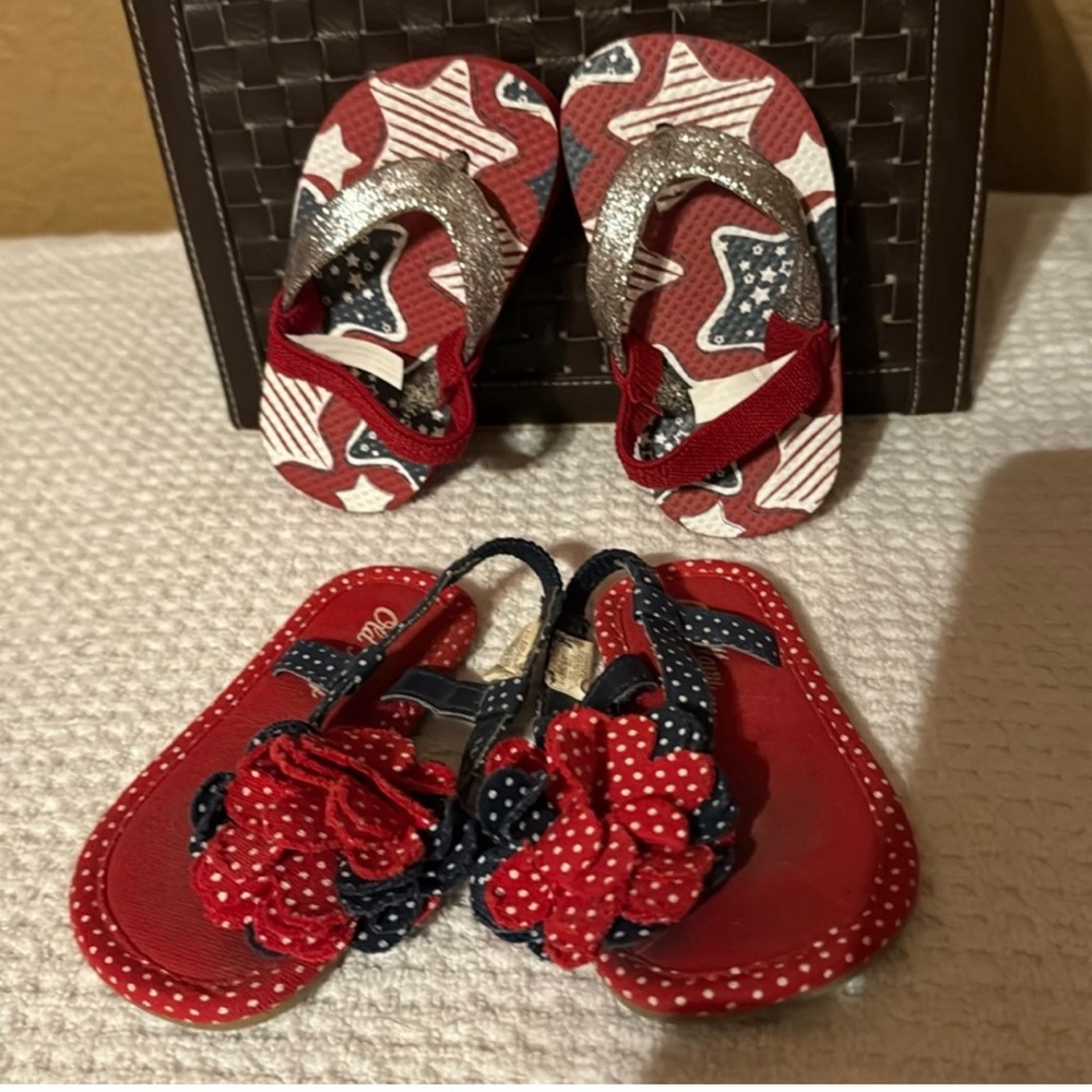 Patriotic Star and Polka Dot Baby Sandals